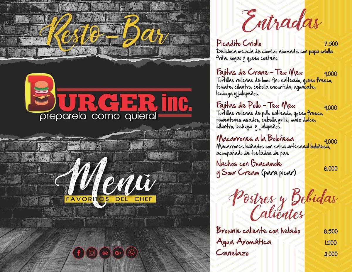 Menu - Burger Inc photo 2